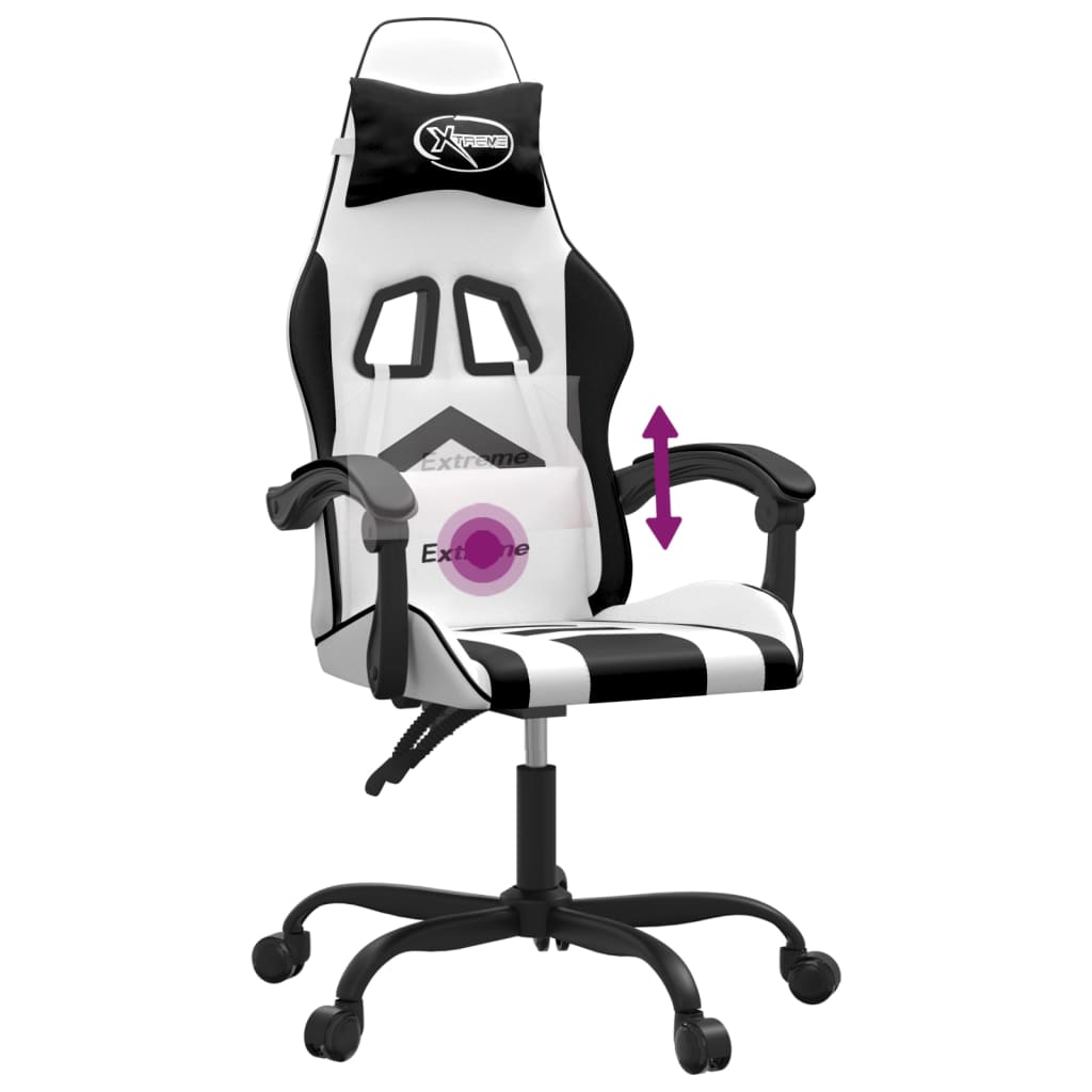 Chaise de jeu pivotante Blanc et noir Similicuir - XIOS