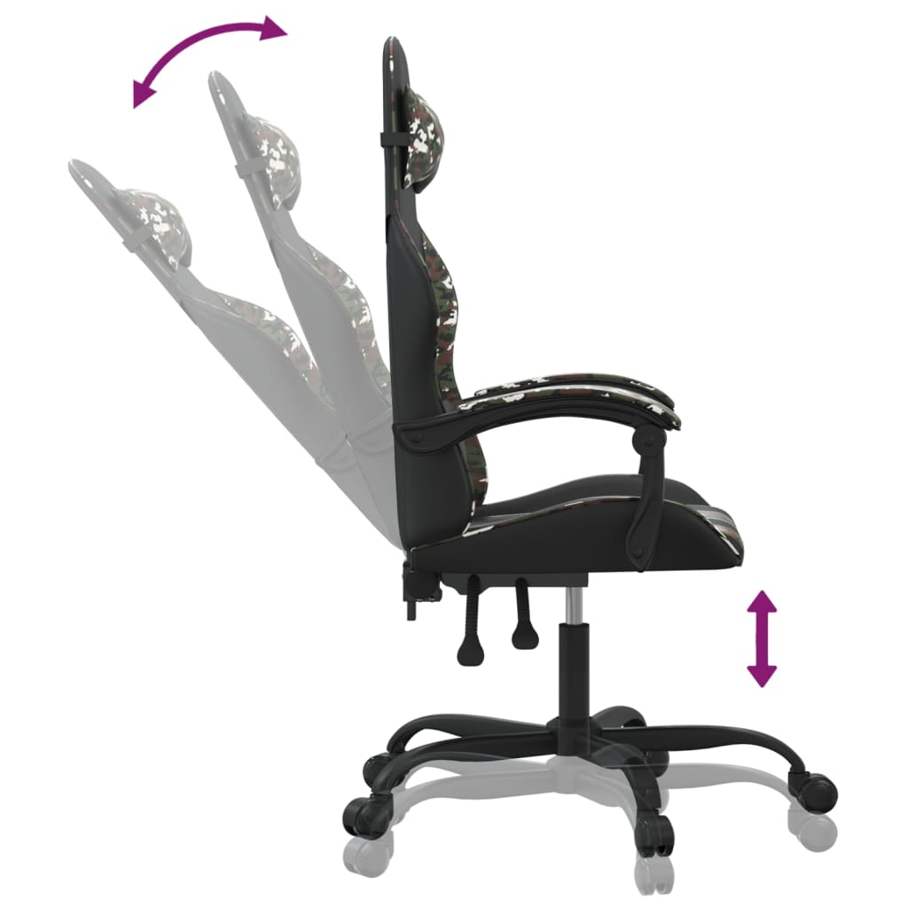Chaise de jeu pivotante Noir et camouflage Similicuir - XIOS