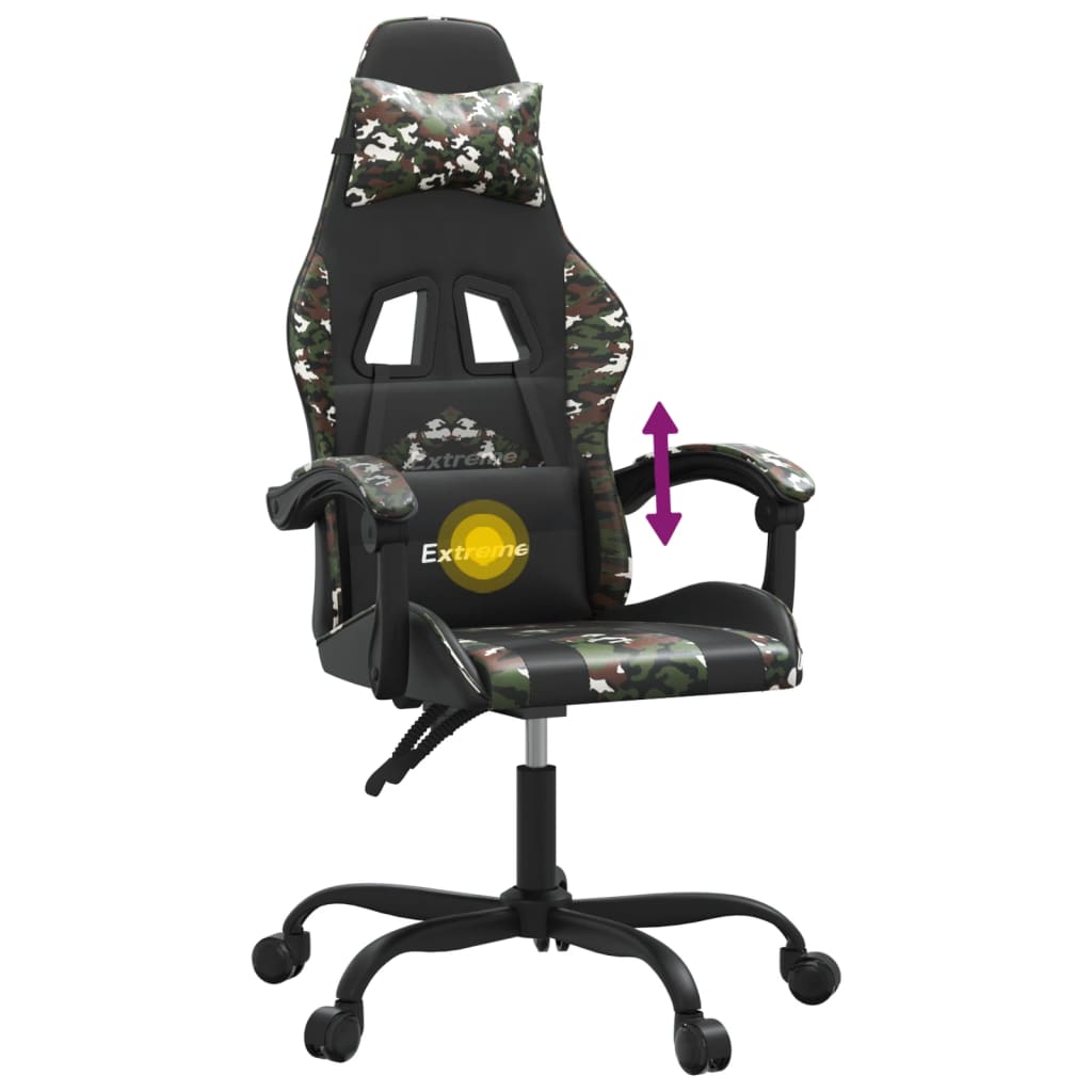 Chaise de jeu pivotante Noir et camouflage Similicuir - XIOS