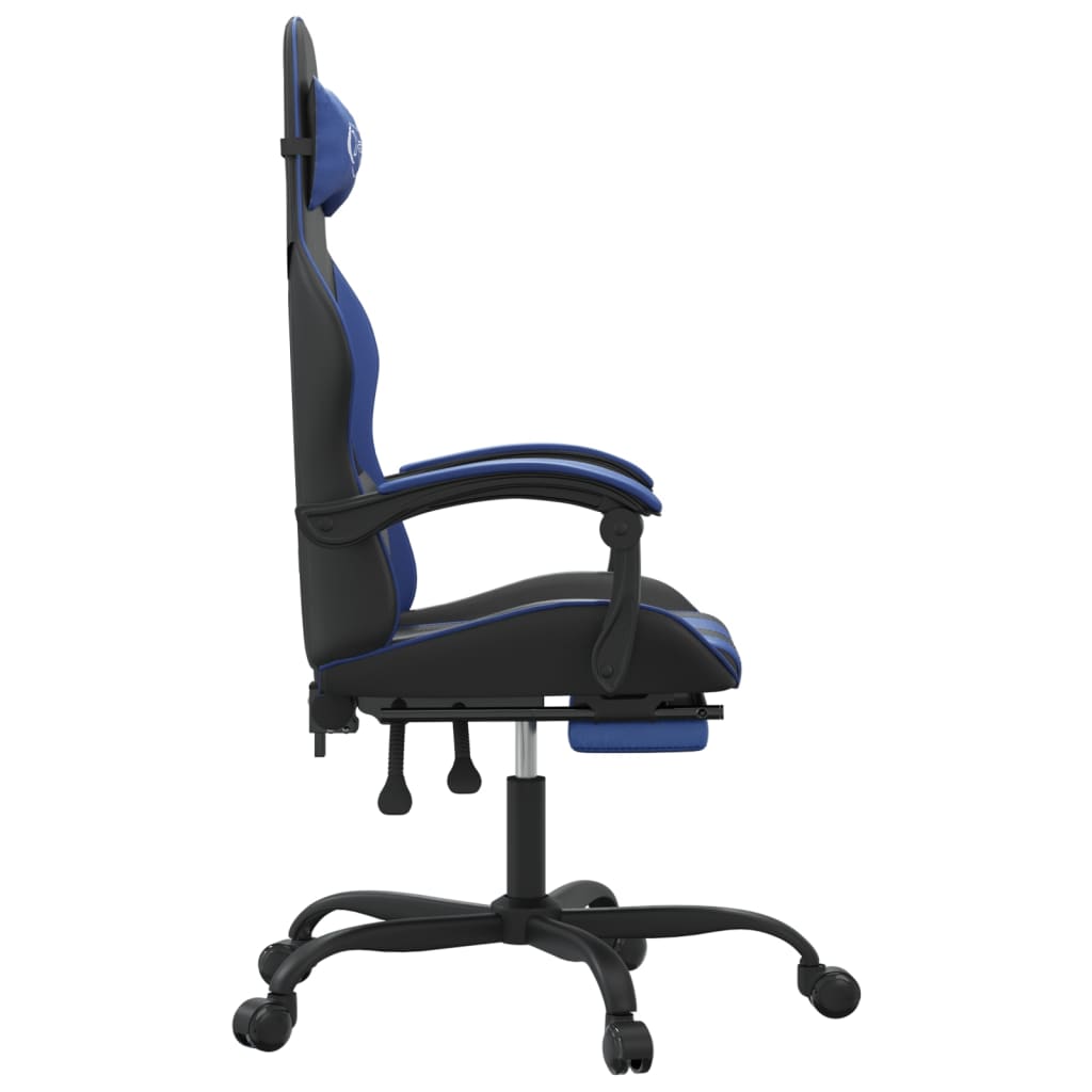 Chaise de jeu pivotante et repose-pied Noir et bleu Similicuir - XIOS