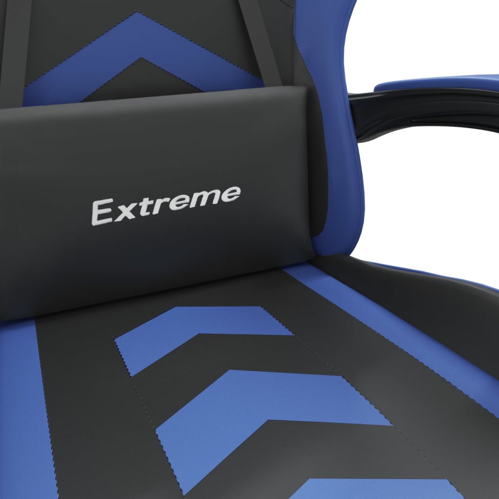 Chaise de jeu pivotante et repose-pied Noir et bleu Similicuir - XIOS