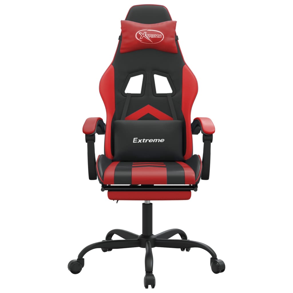 Chaise de jeu pivotante et repose-pied Noir et rouge Similicuir - XIOS