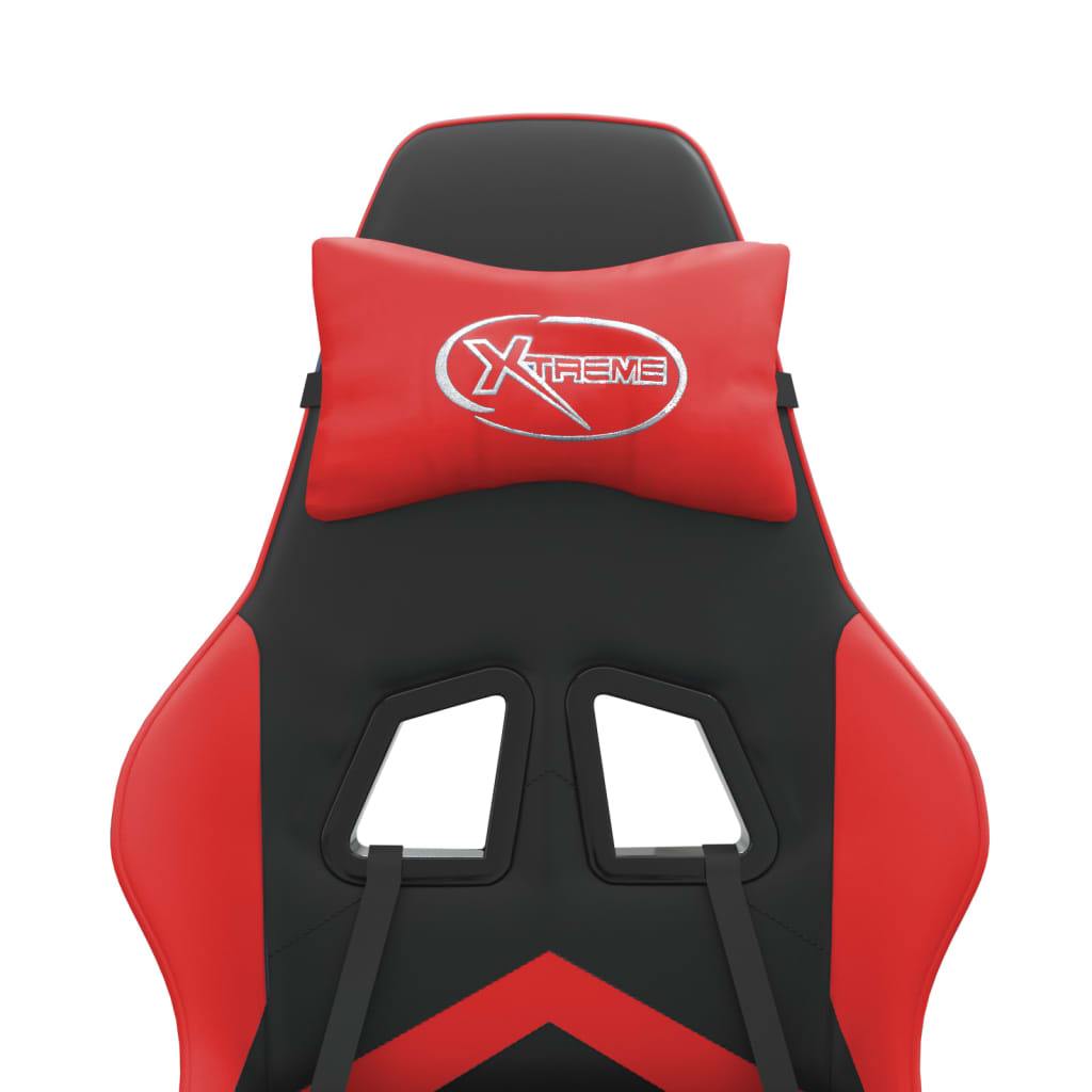 Chaise de jeu pivotante et repose-pied Noir et rouge Similicuir - XIOS