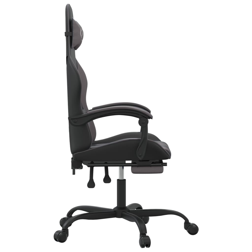 Chaise de jeu pivotante et repose-pied Noir et gris Similicuir - XIOS