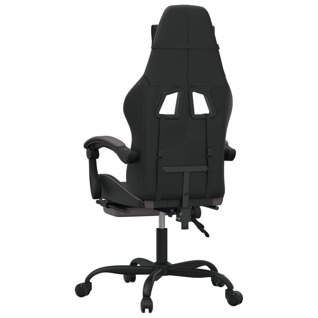 Chaise de jeu pivotante et repose-pied Noir et gris Similicuir - XIOS