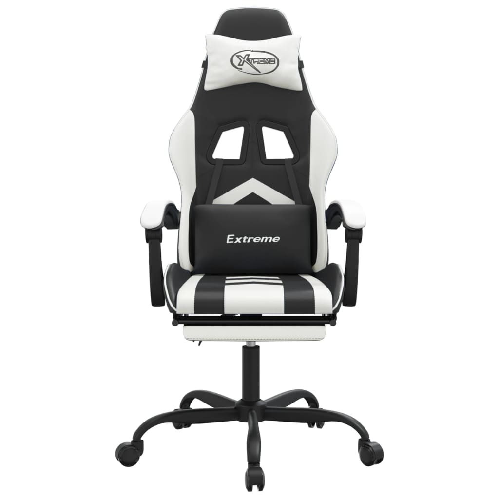 Chaise de jeu pivotante et repose-pied Noir et blanc Similicuir - XIOS
