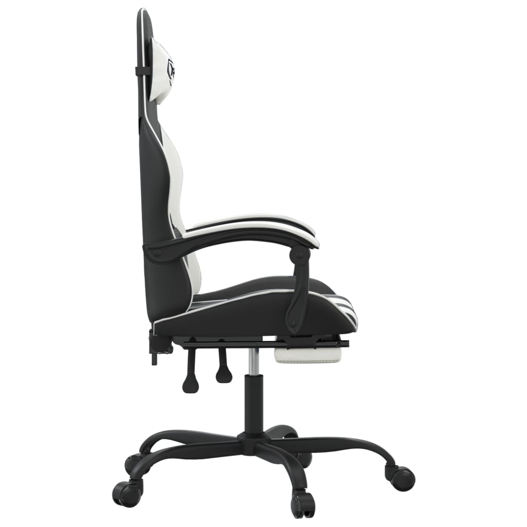 Chaise de jeu pivotante et repose-pied Noir et blanc Similicuir - XIOS