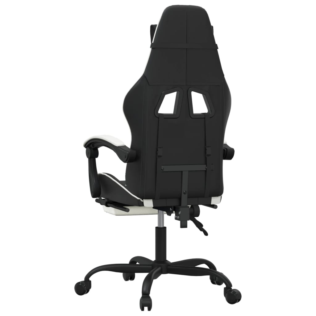 Chaise de jeu pivotante et repose-pied Noir et blanc Similicuir - XIOS