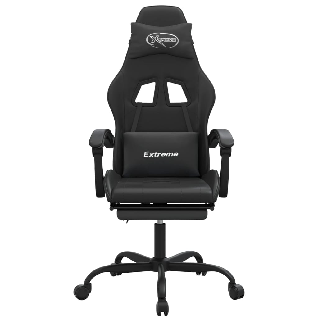 Chaise de jeu pivotante avec repose-pied Noir Similicuir - XIOS