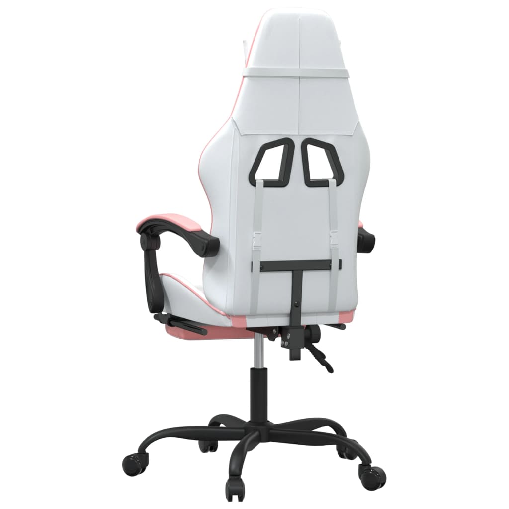 Chaise de jeu pivotante et repose-pied Blanc et rose Similicuir - XIOS