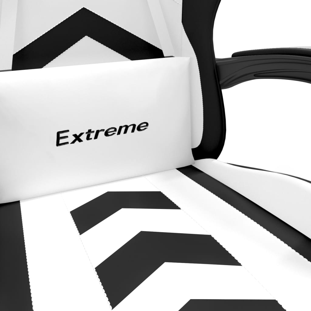 Chaise de jeu pivotante et repose-pied Blanc et noir Similicuir - XIOS