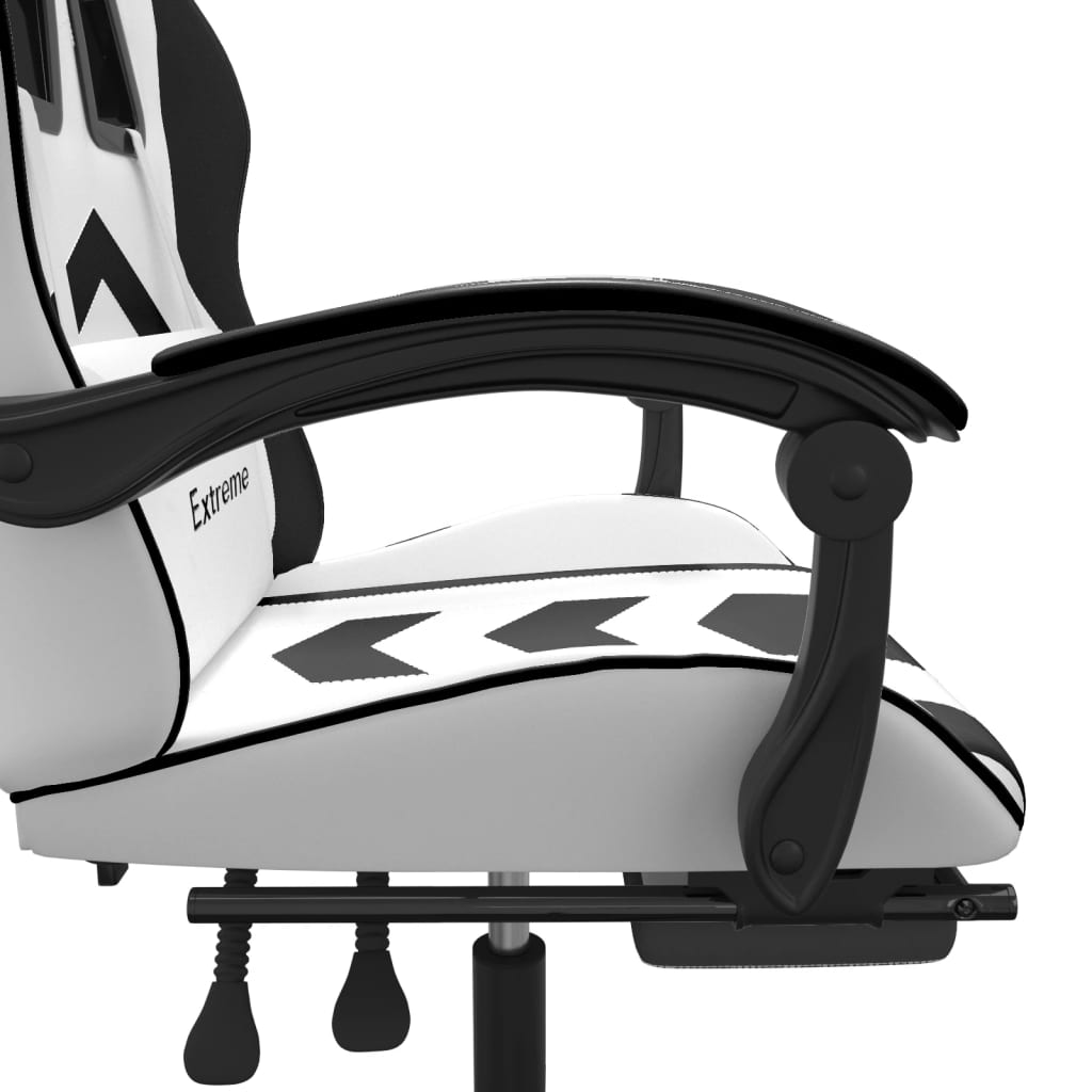 Chaise de jeu pivotante et repose-pied Blanc et noir Similicuir - XIOS