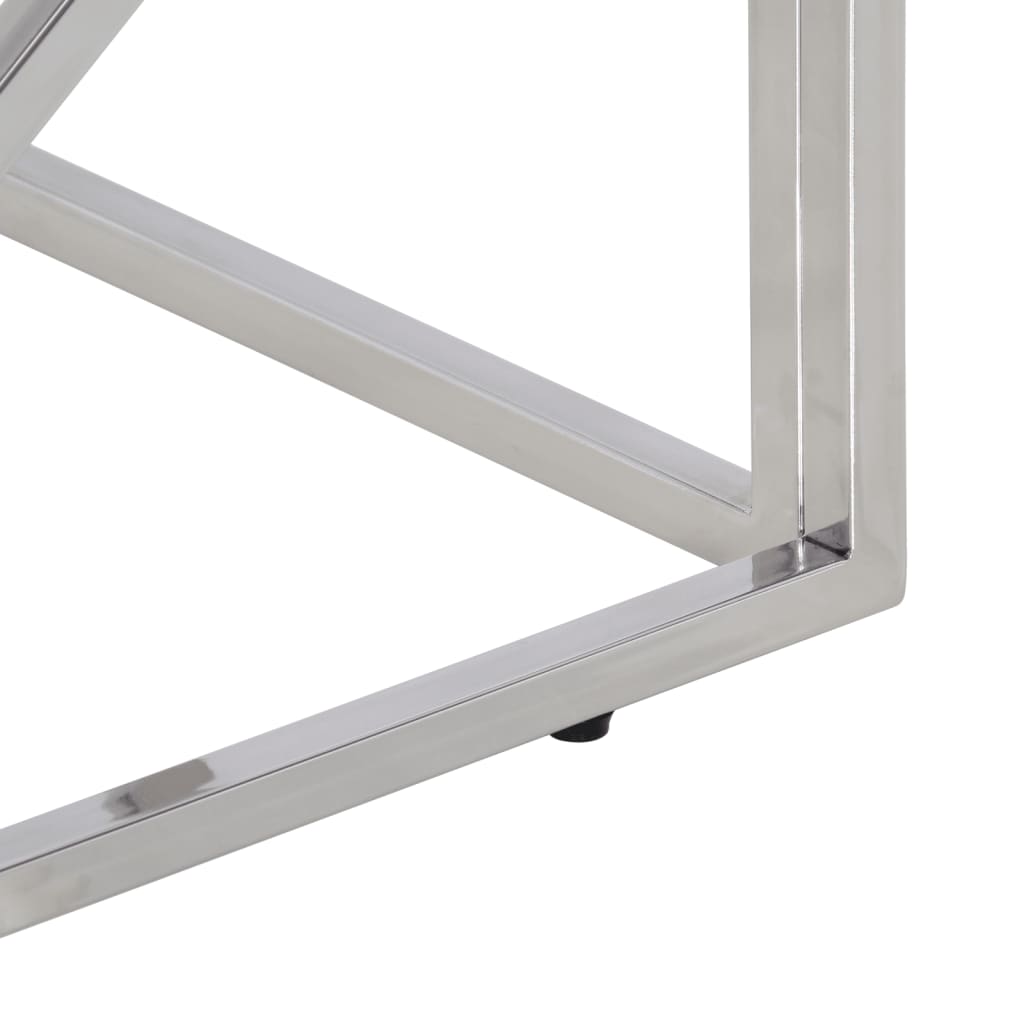Table basse argenté acier inoxydable et verre trempé - XIOS