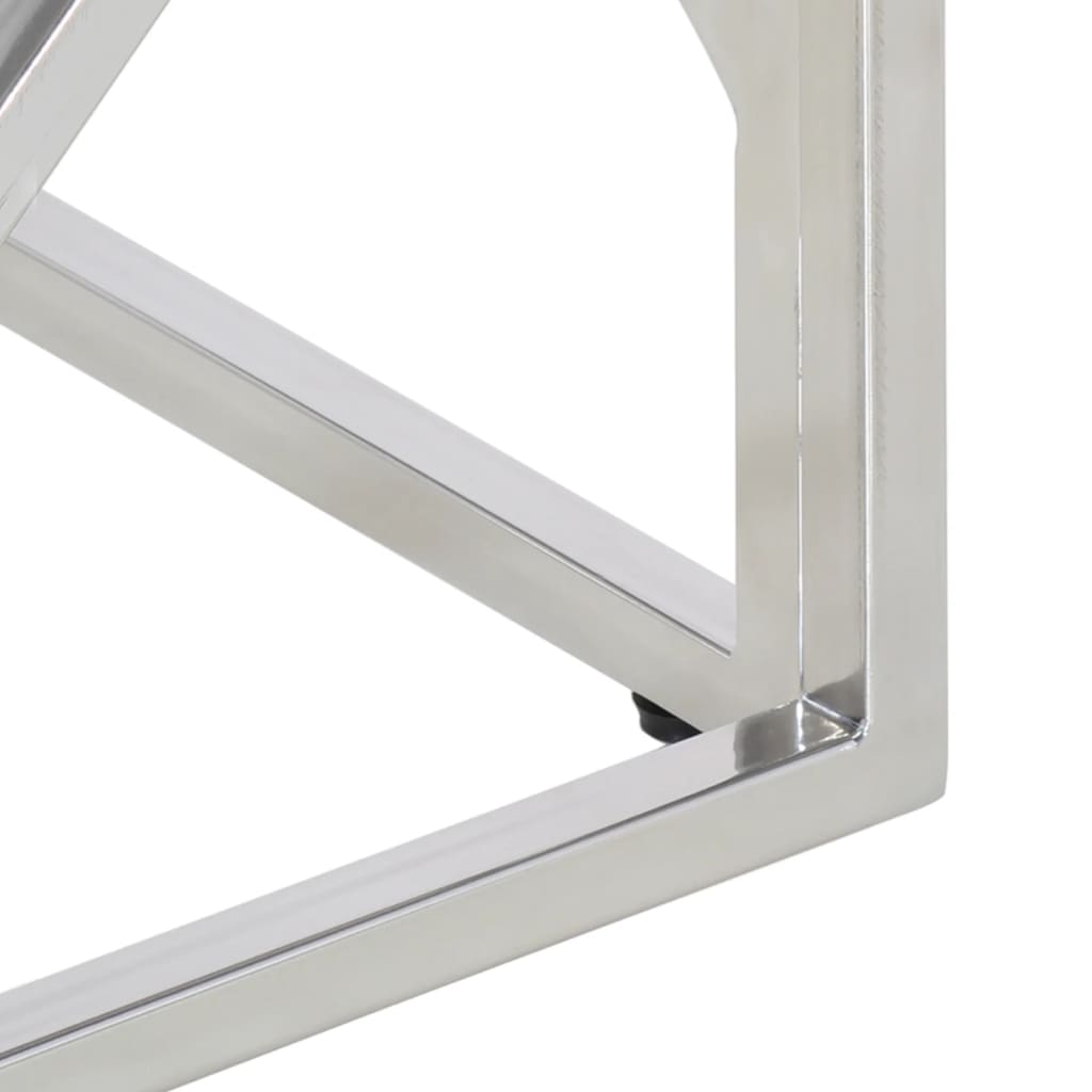 Table basse argenté acier inoxydable et verre trempé - XIOS