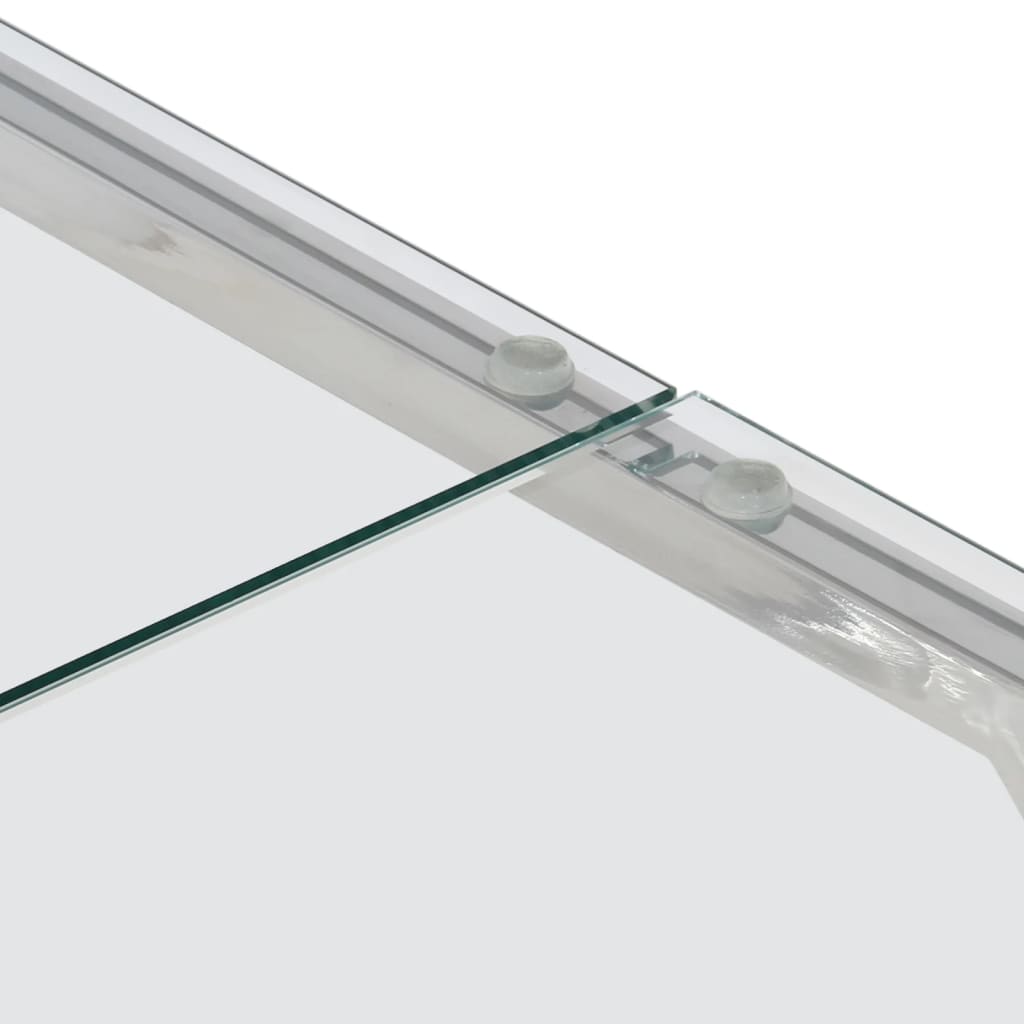 Table basse argenté acier inoxydable et verre trempé - XIOS