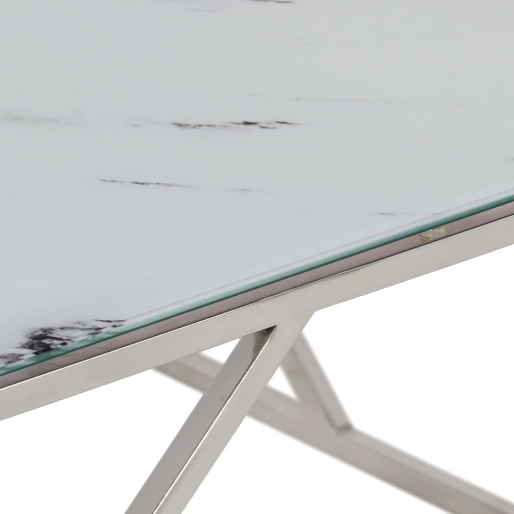 Table basse argenté acier inoxydable et verre trempé - XIOS