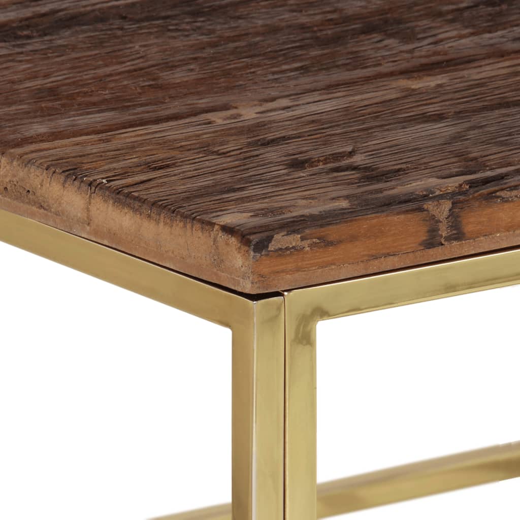 Table basse doré acier inoxydable et bois de mélèze massif - XIOS