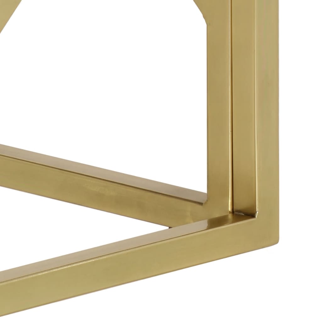 Table basse doré acier inoxydable et bois de mélèze massif - XIOS