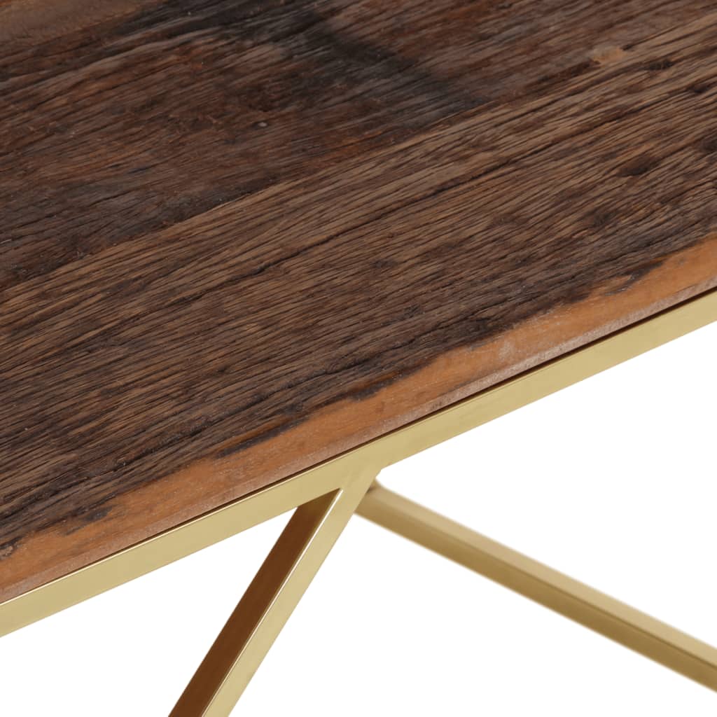 Table basse doré acier inoxydable et bois de mélèze massif - XIOS