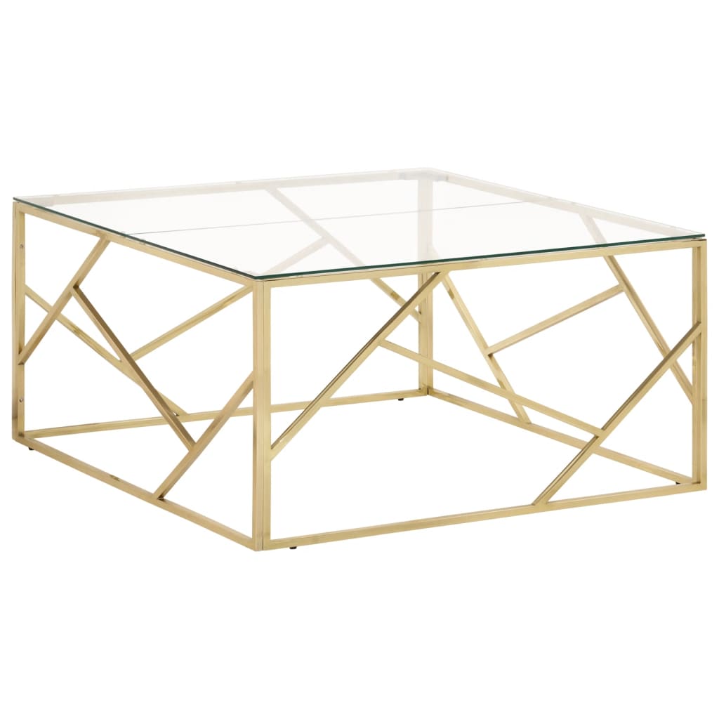 Table basse doré acier inoxydable et verre trempé - XIOS