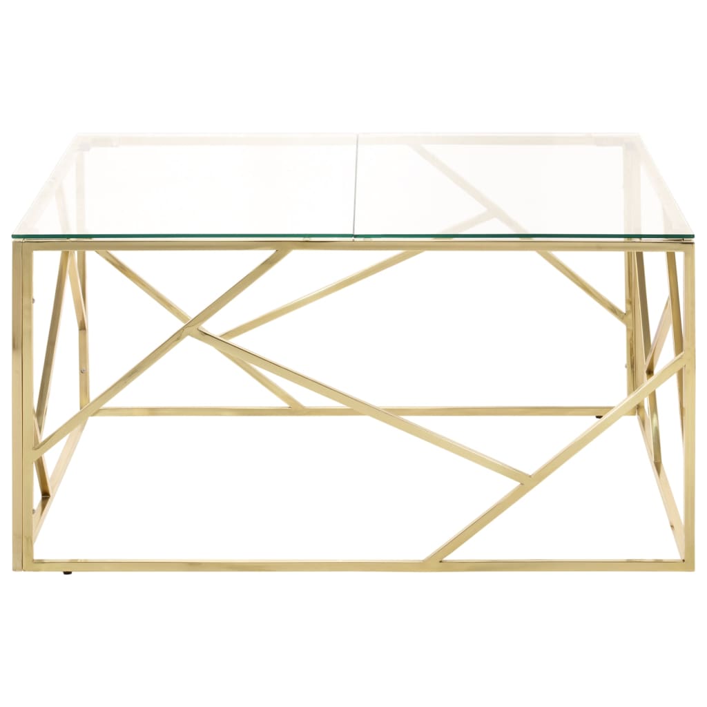 Table basse doré acier inoxydable et verre trempé - XIOS