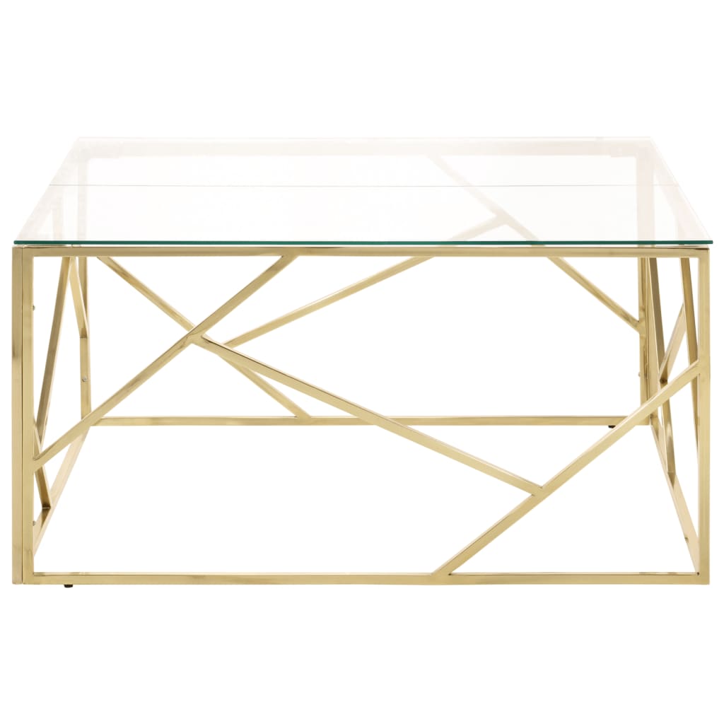 Table basse doré acier inoxydable et verre trempé - XIOS