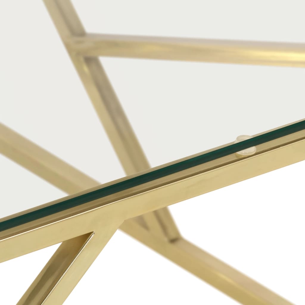 Table basse doré acier inoxydable et verre trempé - XIOS