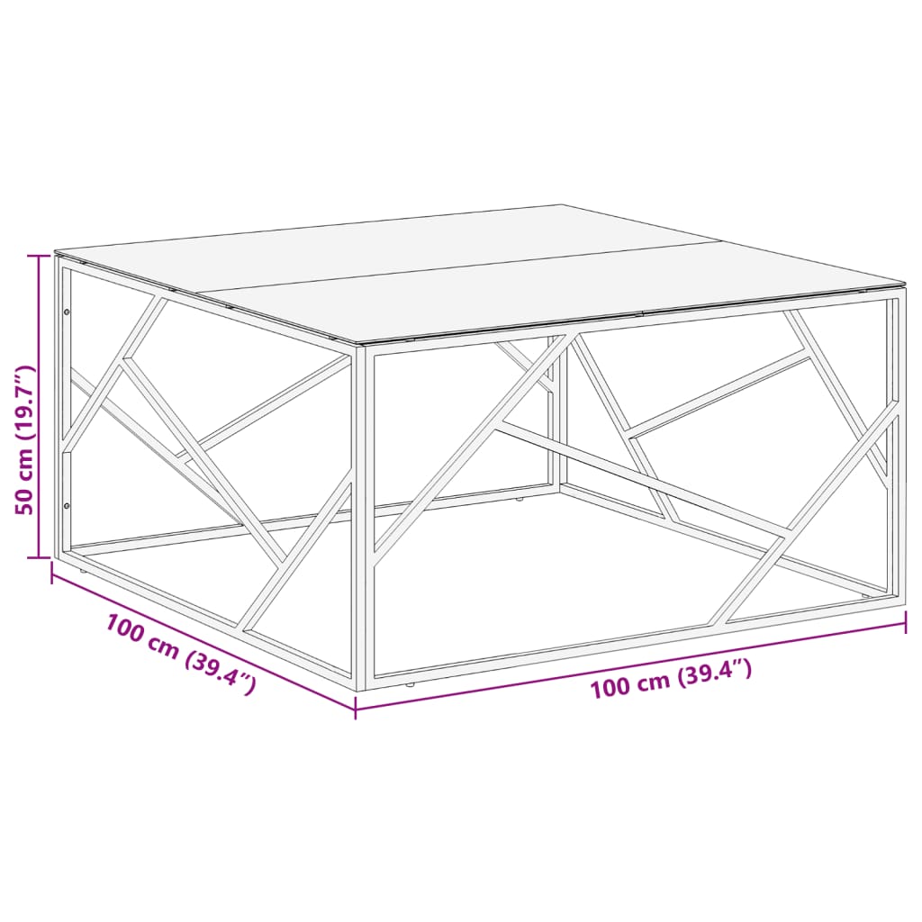 Table basse doré acier inoxydable et verre trempé - XIOS