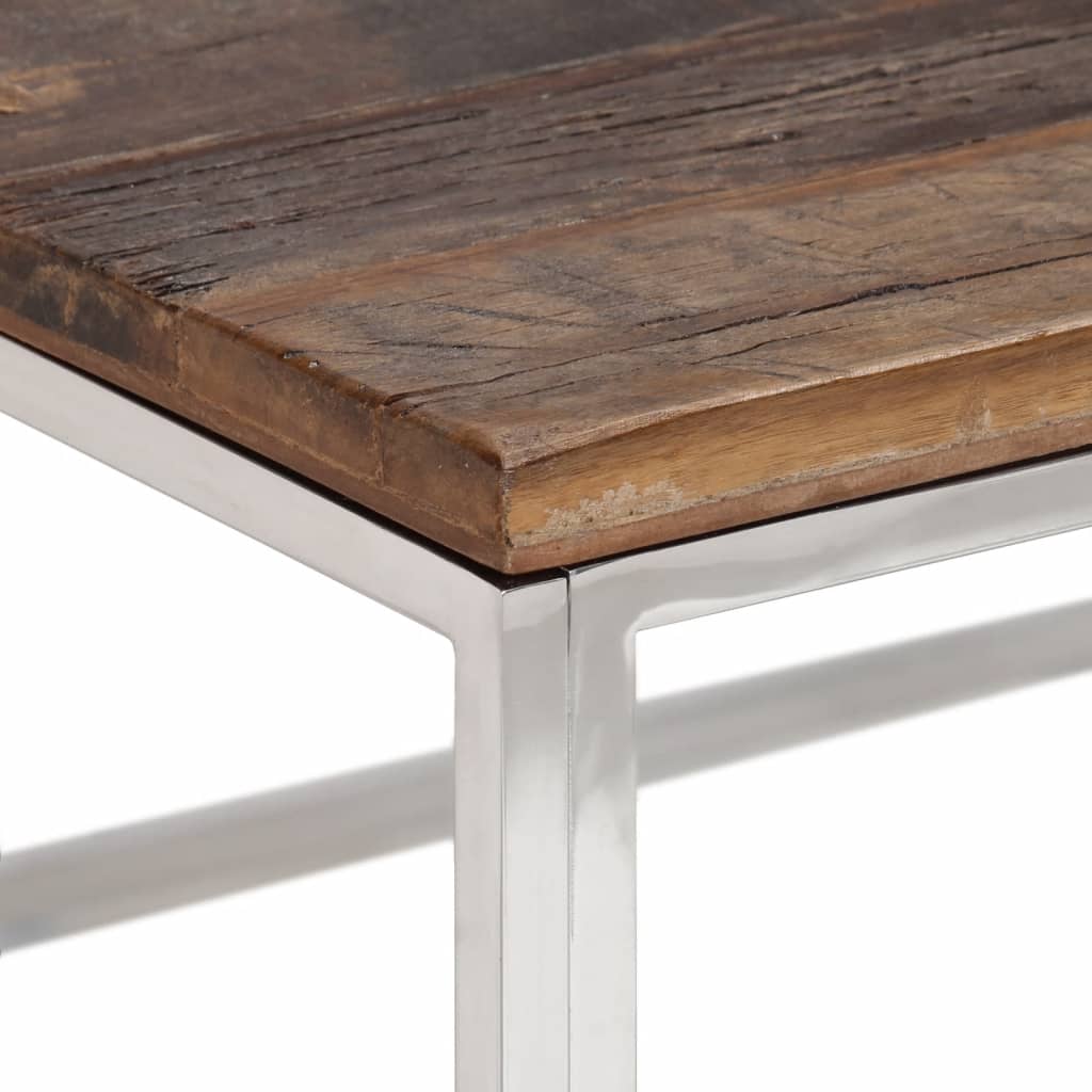 Table basse argenté acier inoxydable et bois de mélèze massif - XIOS