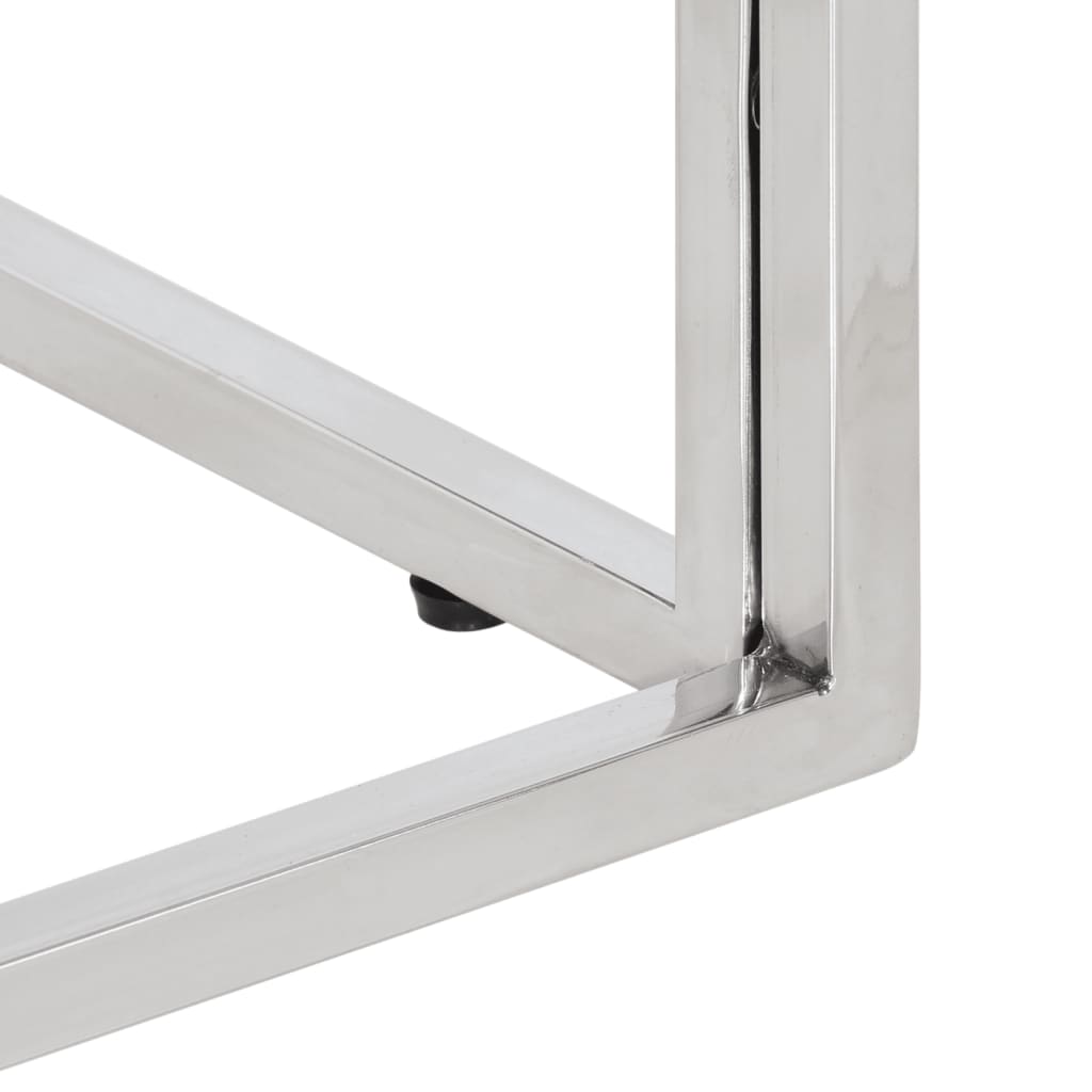 Table basse argenté acier inoxydable et bois de mélèze massif - XIOS