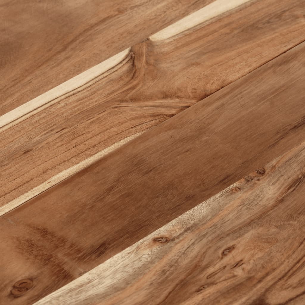 Table basse argenté acier inoxydable et bois massif d'acacia - XIOS