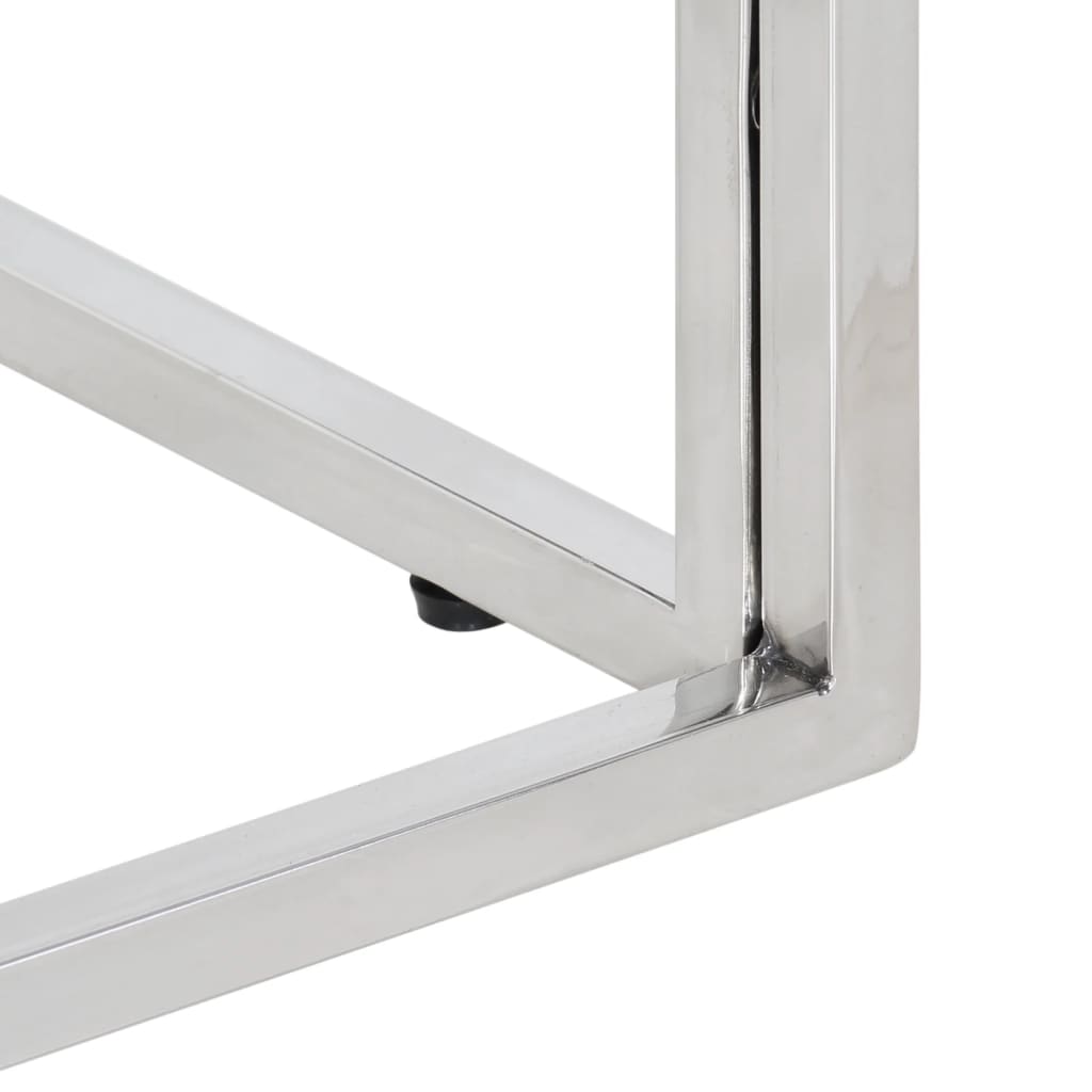 Table basse argenté acier inoxydable et bois massif d'acacia - XIOS