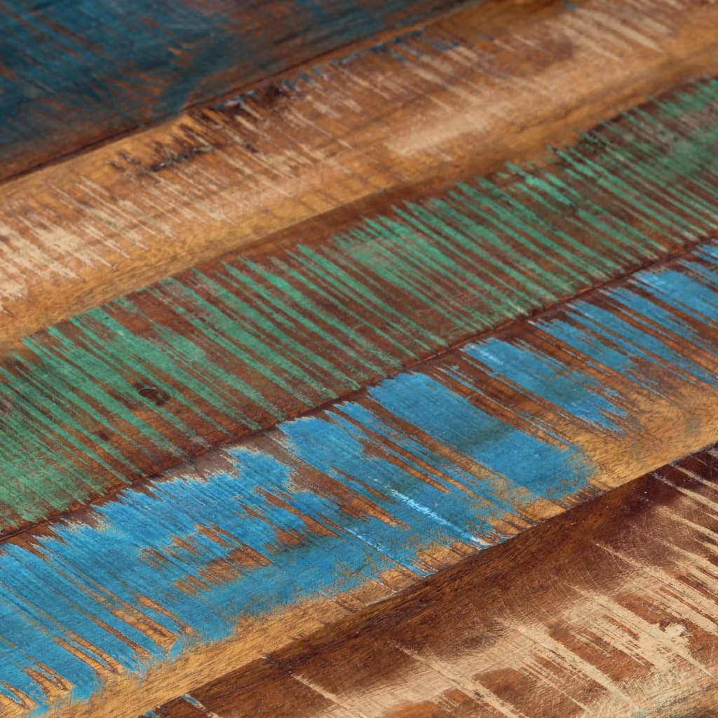 Table basse argenté acier inoxydable/bois massif récupération - XIOS