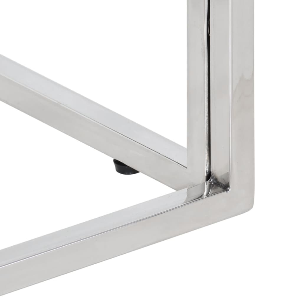 Table basse argenté acier inoxydable/bois massif récupération - XIOS