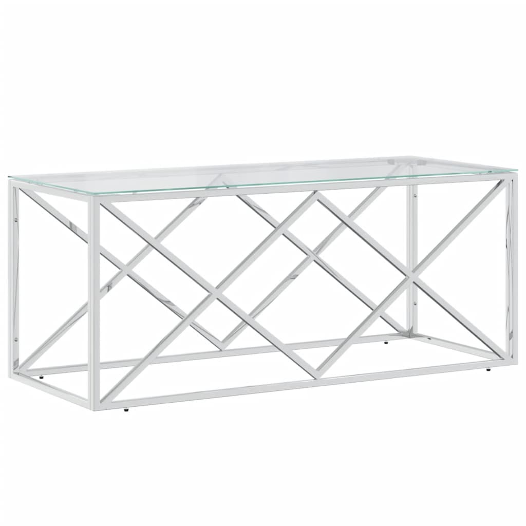 Table basse 110x45x45 cm acier inoxydable et verre - XIOS