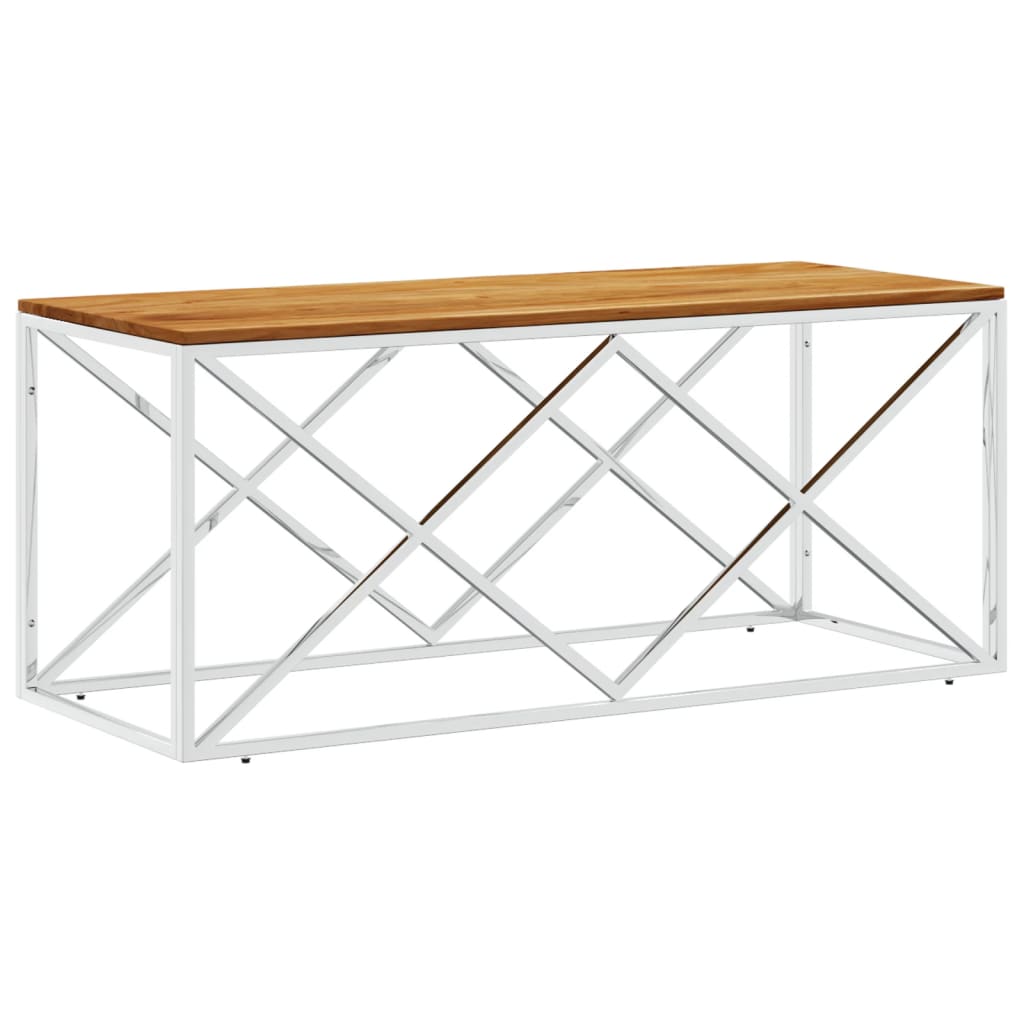 Table basse acier inoxydable et bois massif d'acacia - XIOS