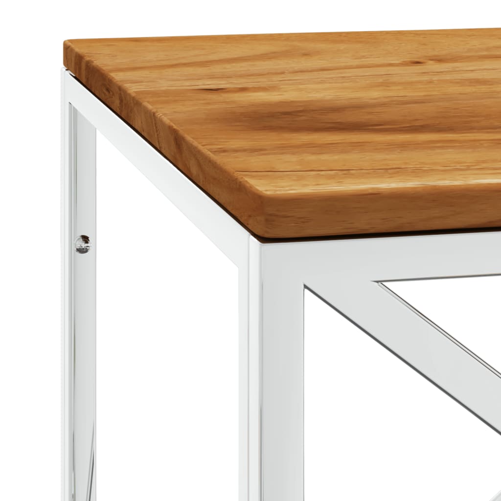 Table basse acier inoxydable et bois massif d'acacia - XIOS