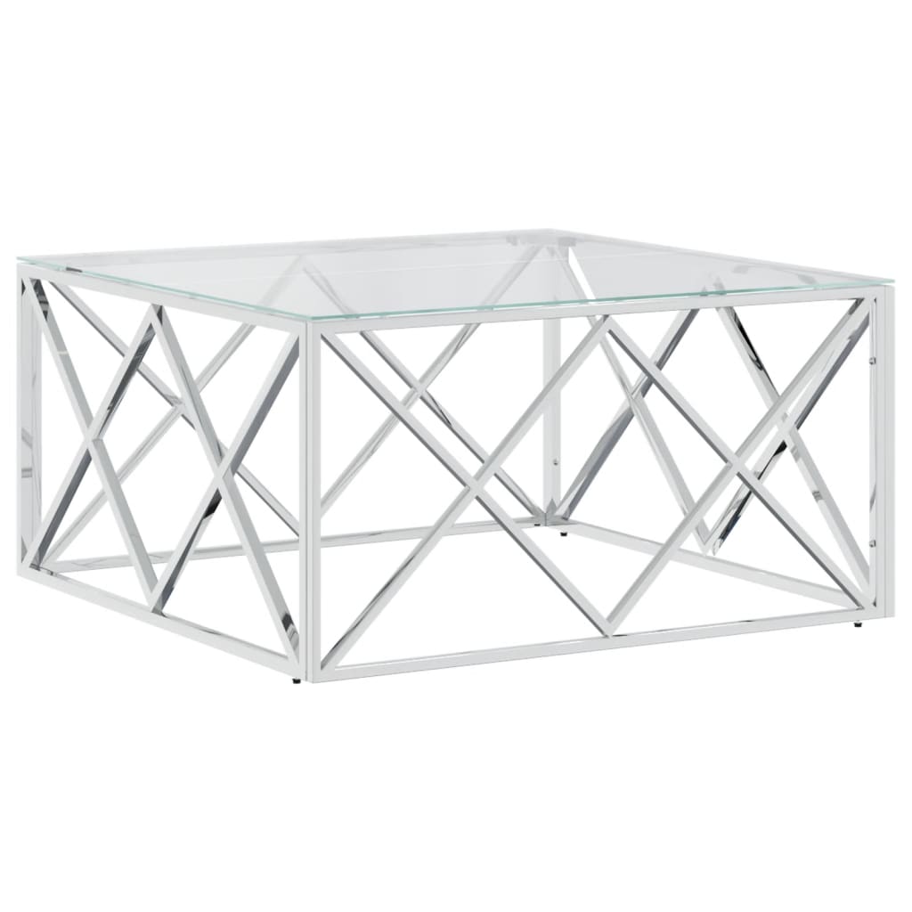 Table basse 80x80x40 cm acier inoxydable et verre - XIOS
