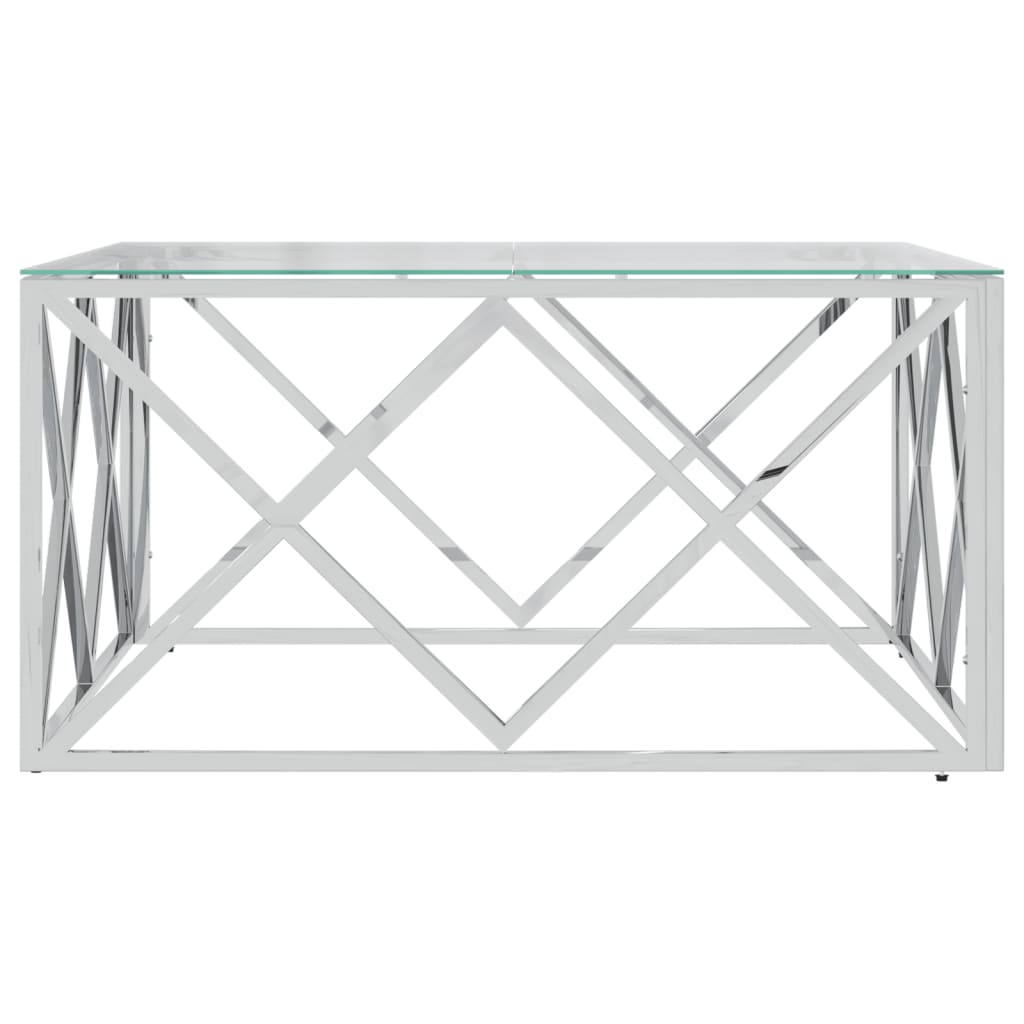 Table basse 80x80x40 cm acier inoxydable et verre - XIOS