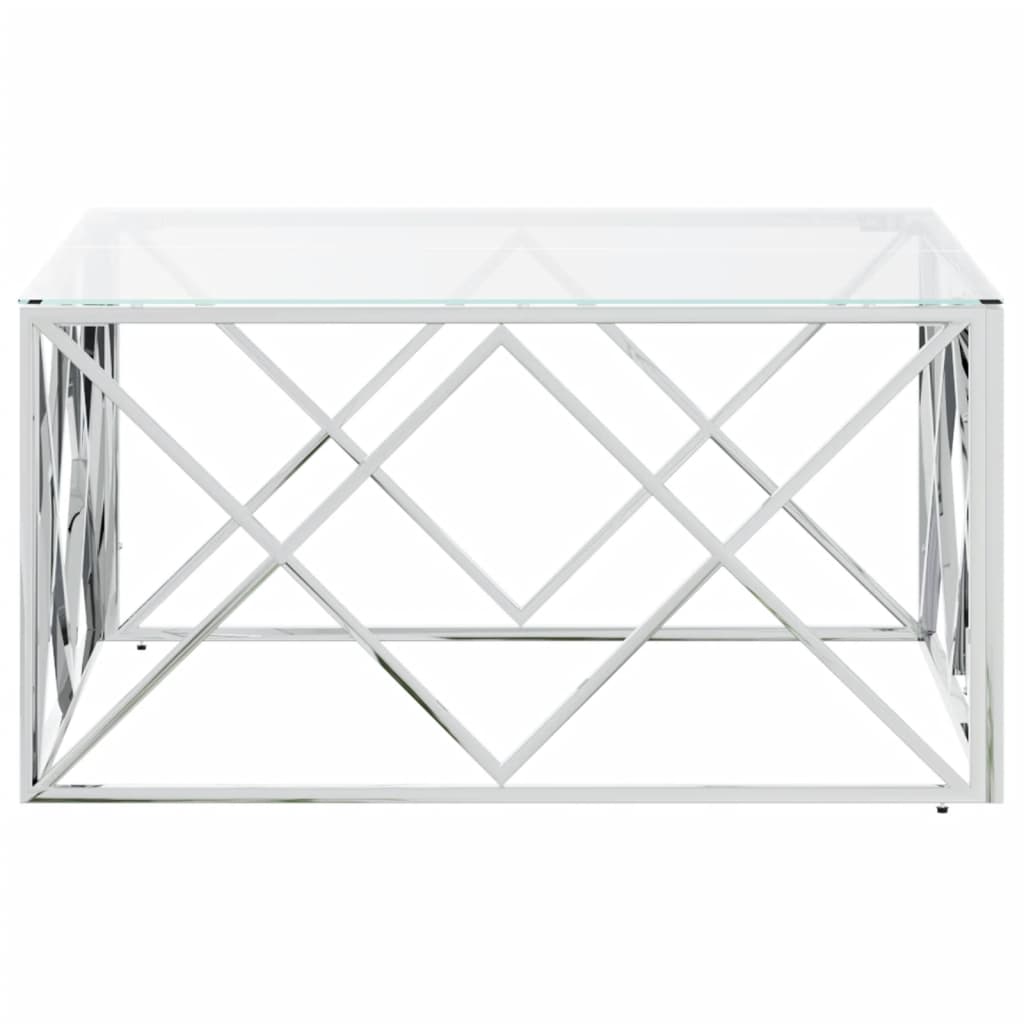 Table basse 80x80x40 cm acier inoxydable et verre - XIOS
