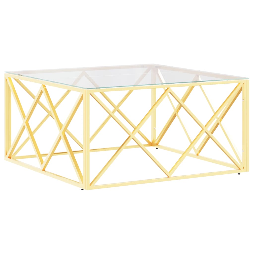 Table basse 80x80x40 cm acier inoxydable et verre - XIOS