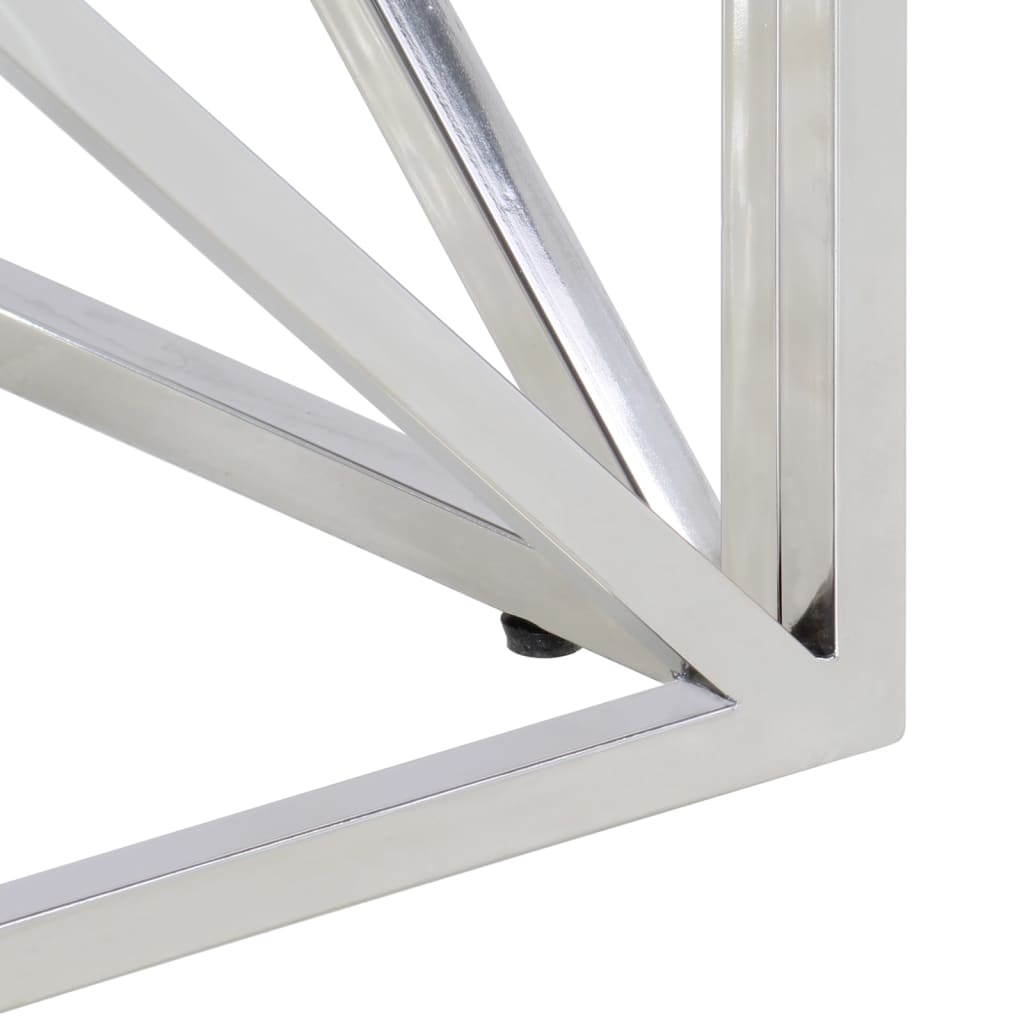 Table basse argenté acier inoxydable et verre trempé - XIOS