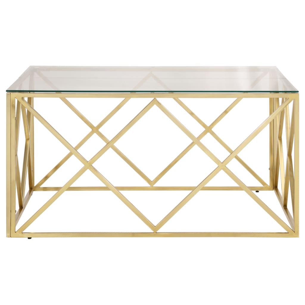 Table basse doré acier inoxydable et verre trempé - XIOS