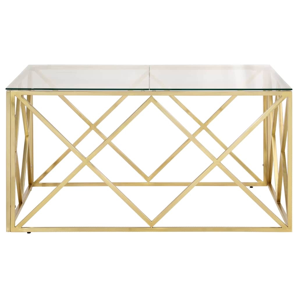 Table basse doré acier inoxydable et verre trempé - XIOS