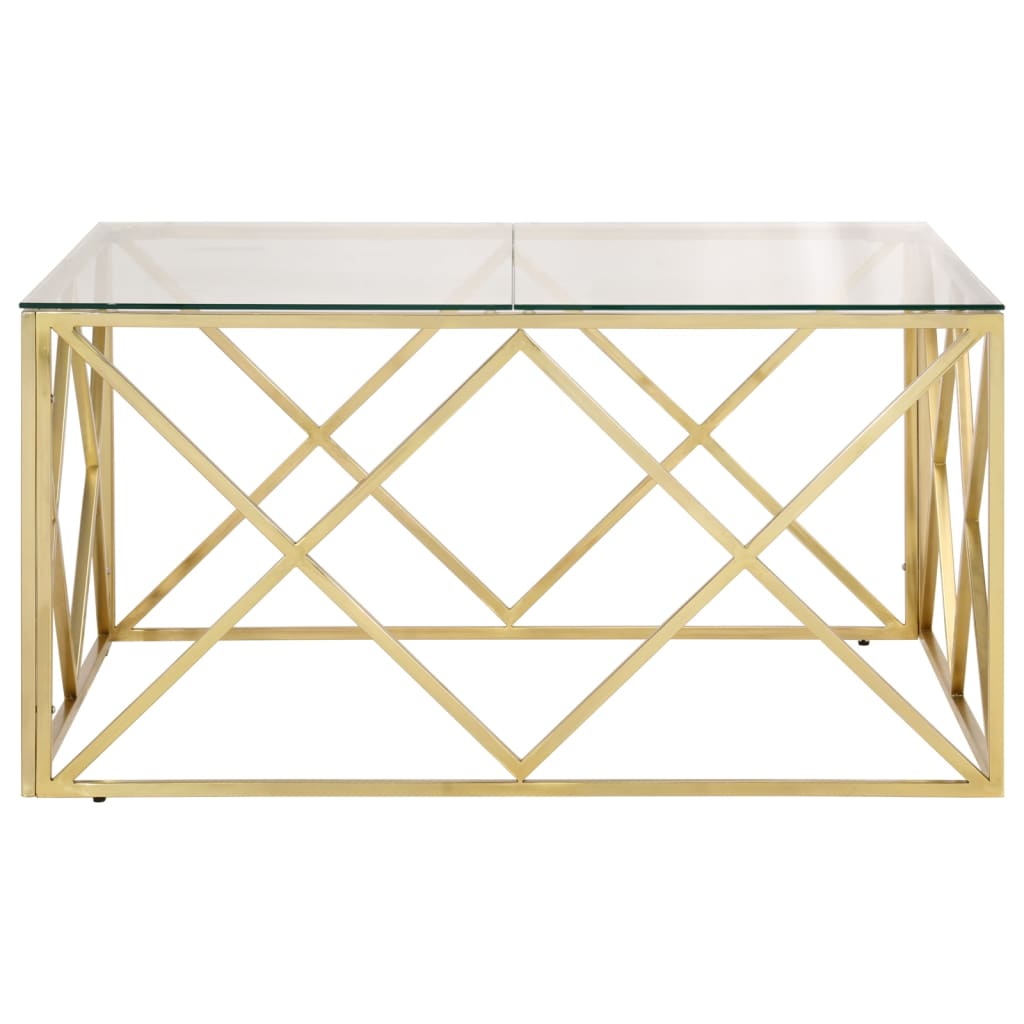Table basse doré acier inoxydable et verre trempé - XIOS