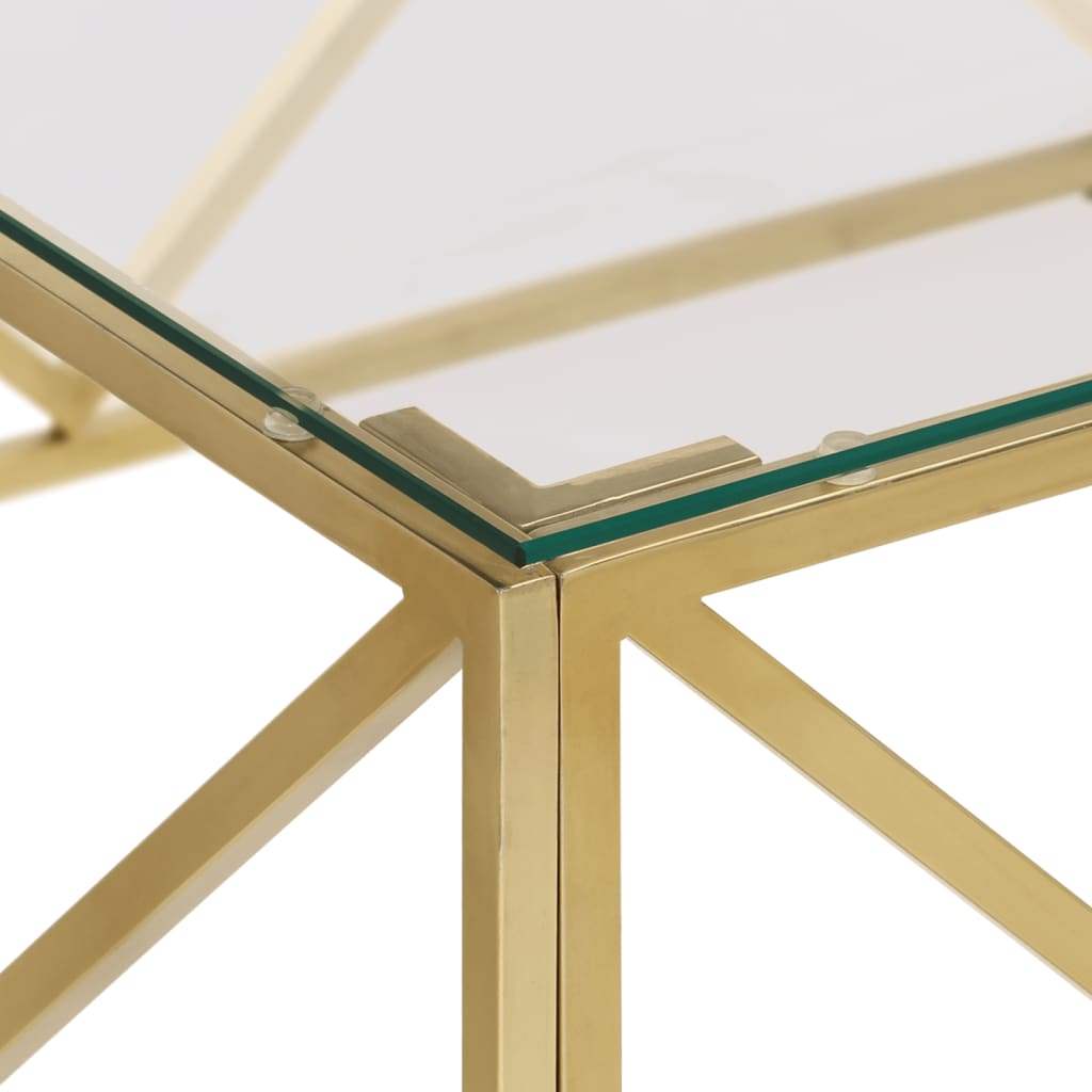 Table basse doré acier inoxydable et verre trempé - XIOS