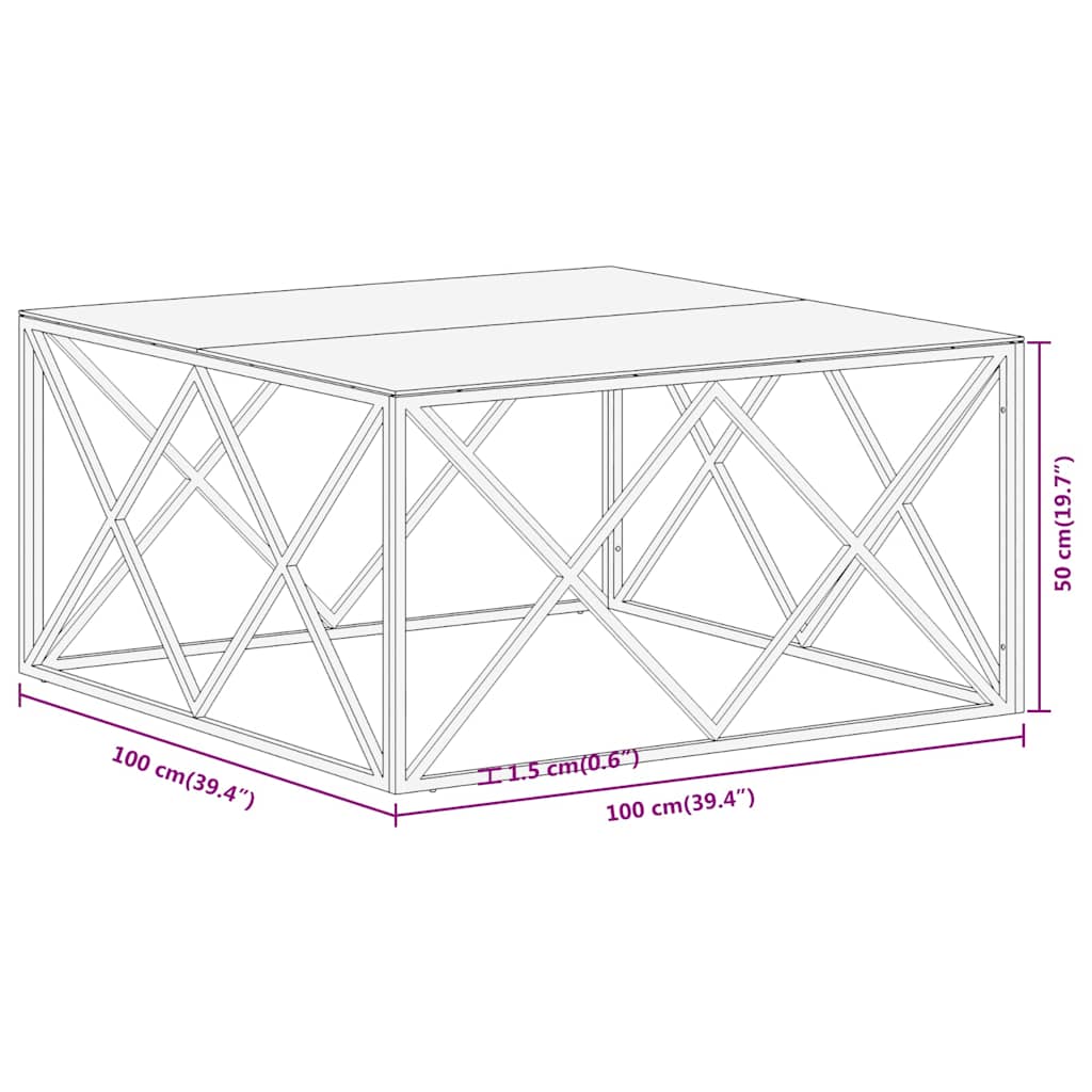 Table basse doré acier inoxydable et verre trempé - XIOS