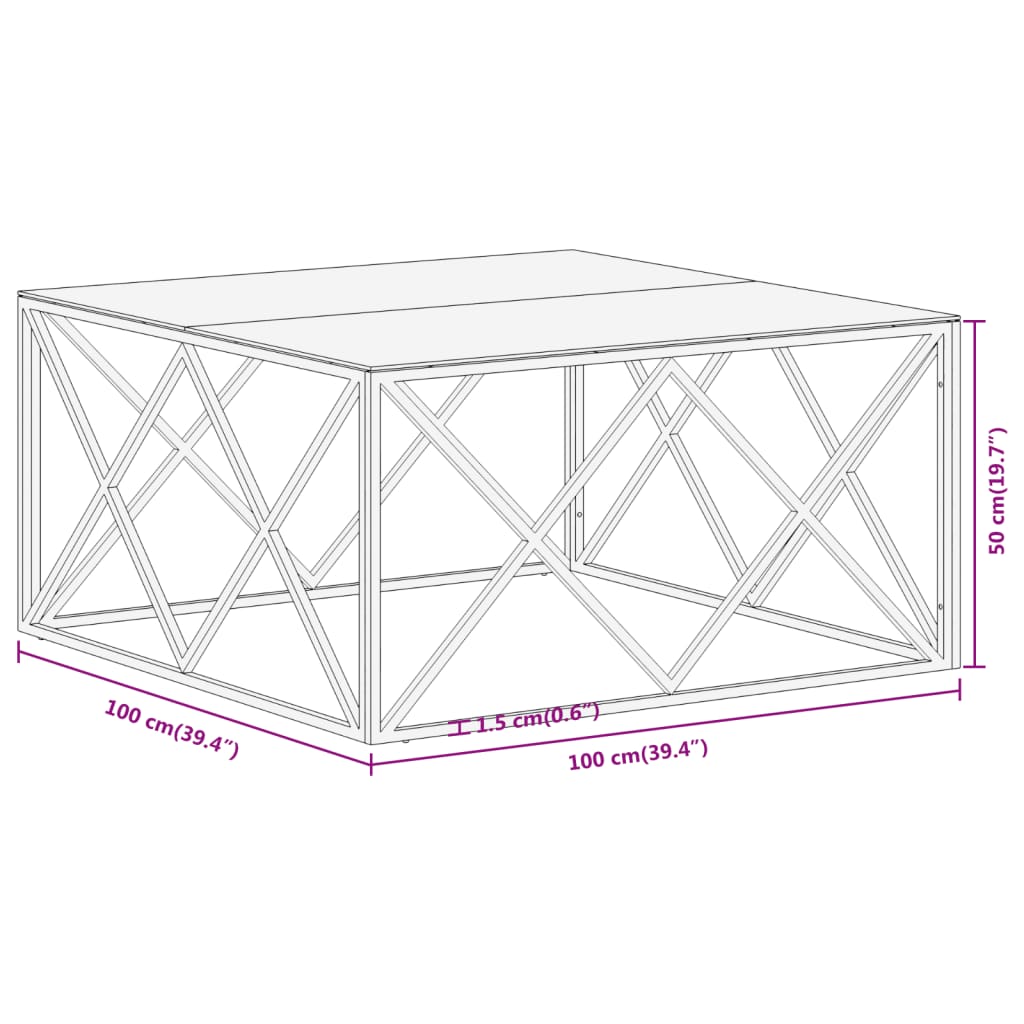 Table basse doré acier inoxydable et verre trempé - XIOS