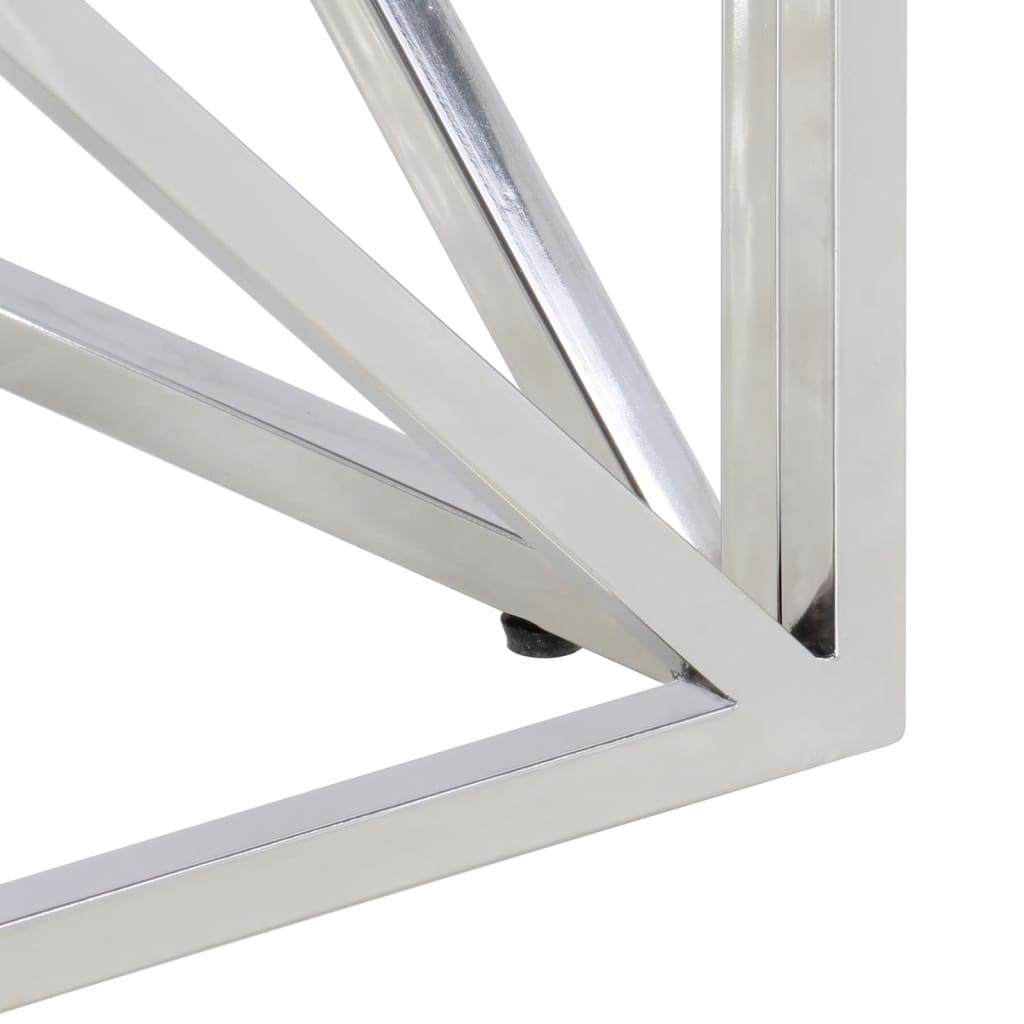 Table basse argenté acier inoxydable et verre trempé - XIOS