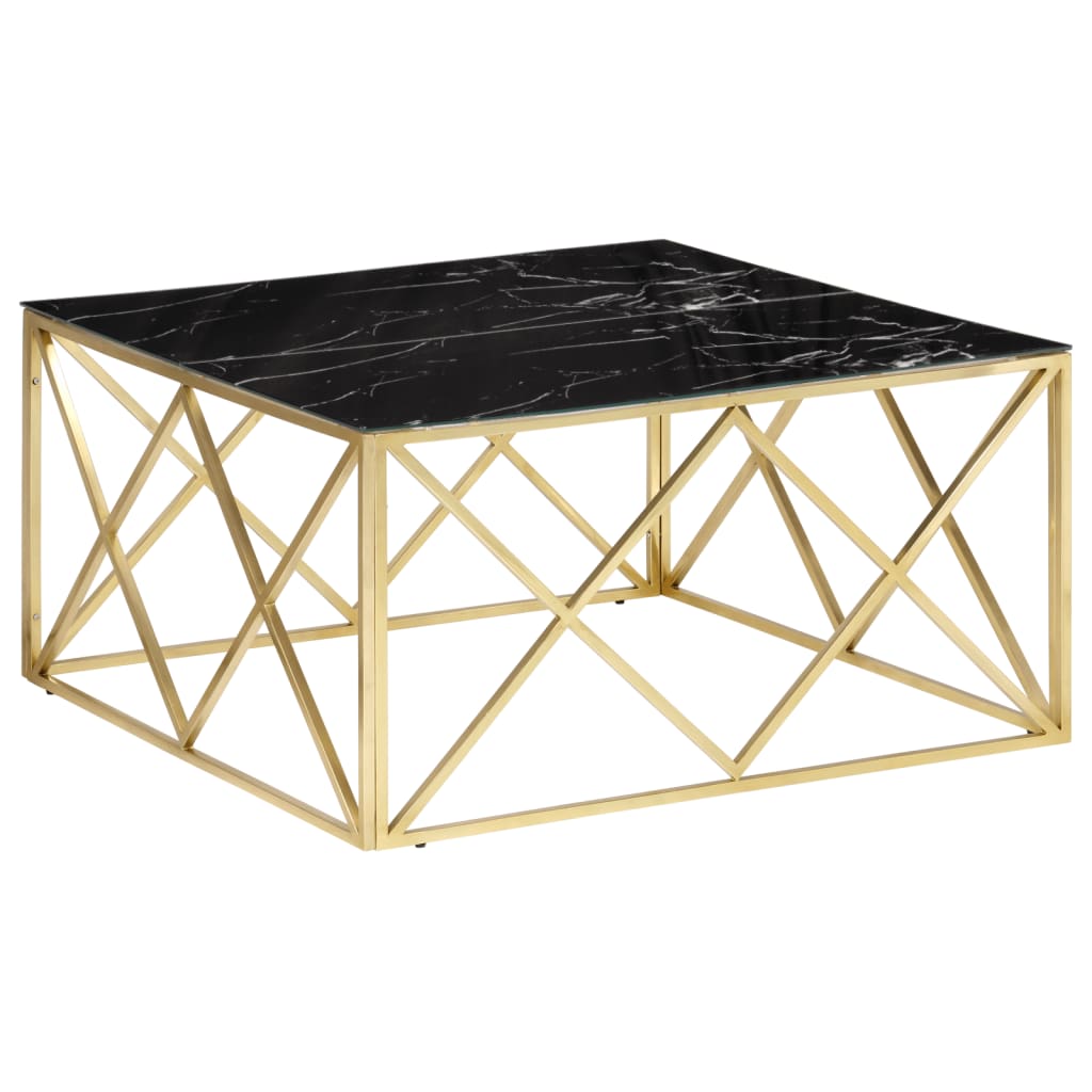 Table basse doré acier inoxydable et verre trempé - XIOS